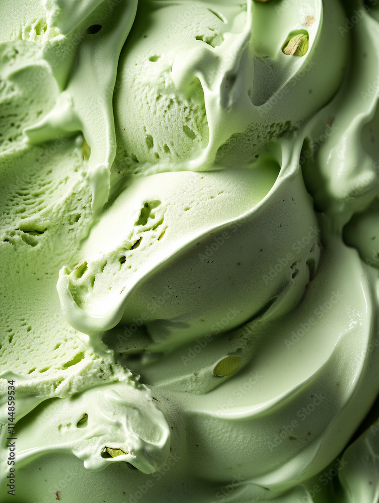 Fototapeta premium Close-Up of Creamy Green Pistachio Ice Cream Texture
