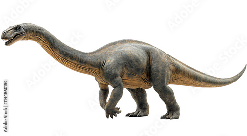 A Gentle Giant:  A majestic dinosaur, its long neck reaching out, stands against a backdrop of the prehistoric world, embodying the power and grace of these ancient creatures.  