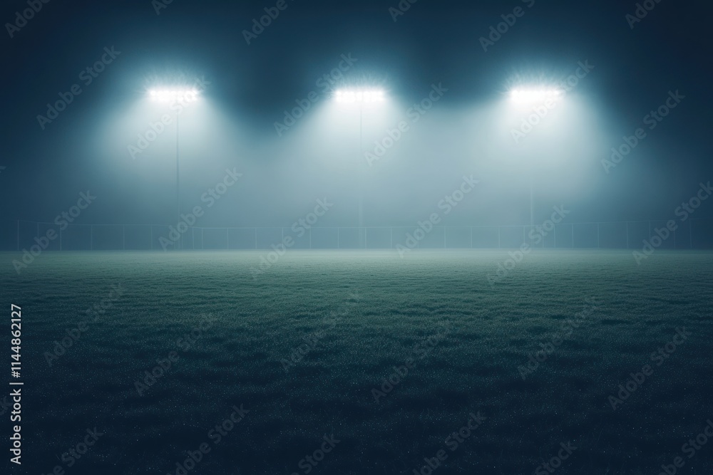 Fototapeta premium Lit sports field in dark.