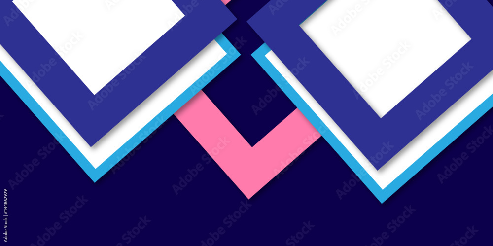 Fototapeta premium Abstract minimal geometric square colorful arrow line pattern concept futuristic geometric banner background. Use for banner, poster, texture vector illustration.