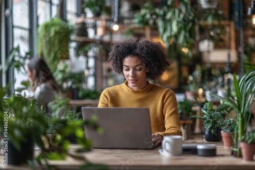 Woman working on laptop