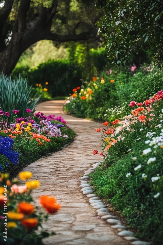 Pathway in flower garden Pathway in flower garden