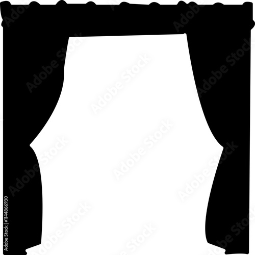 Curtain icon design isolated on white background, door, window, home