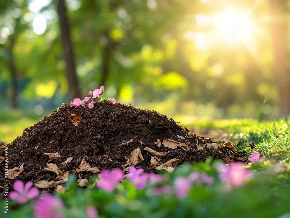 Minimalist View of Composting and Greenery Under Soft Morning Light Minimalist View of Composting and Greenery Under Soft Morning Light