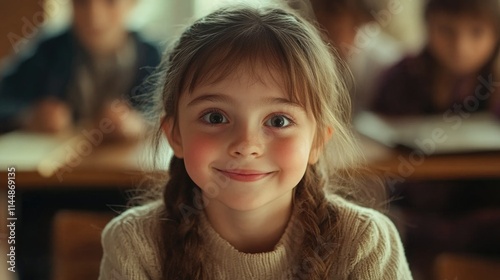 Smiling Young Girl in a Classroom Setting