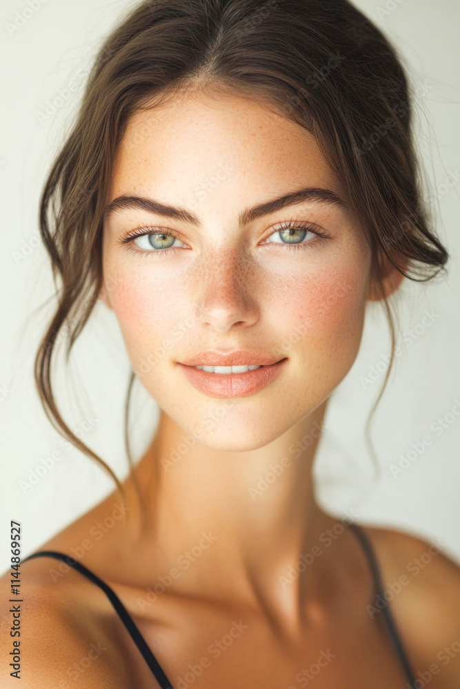 Young caucasian female with soft expression and natural makeup Young caucasian female with soft expression and natural makeup
