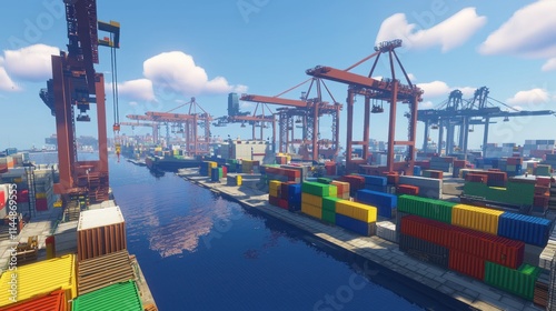 Wallpaper Mural Port with cranes and containers. Torontodigital.ca