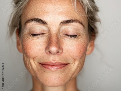 Smiling Woman with Closed Eyes