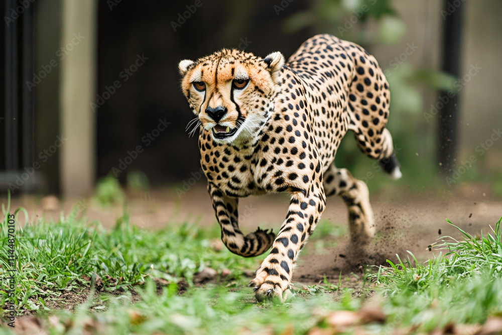 Cheetah sprinting in natural habitat with intense focus and speed