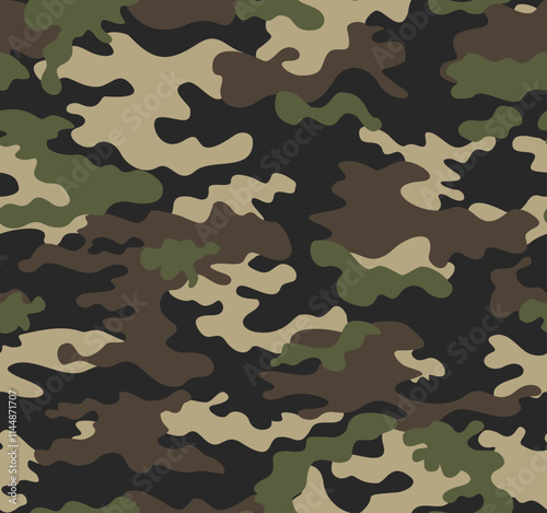 
Seamless army camouflage pattern, classic military background texture for print.