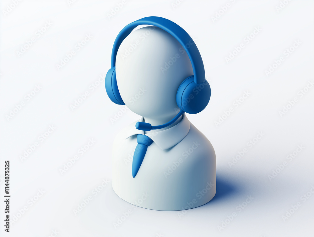 3D Headset Sculpture Representing Customer Service Support 3D Headset Sculpture Representing Customer Service Support