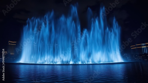 Las Vegas grand water fountain show at night