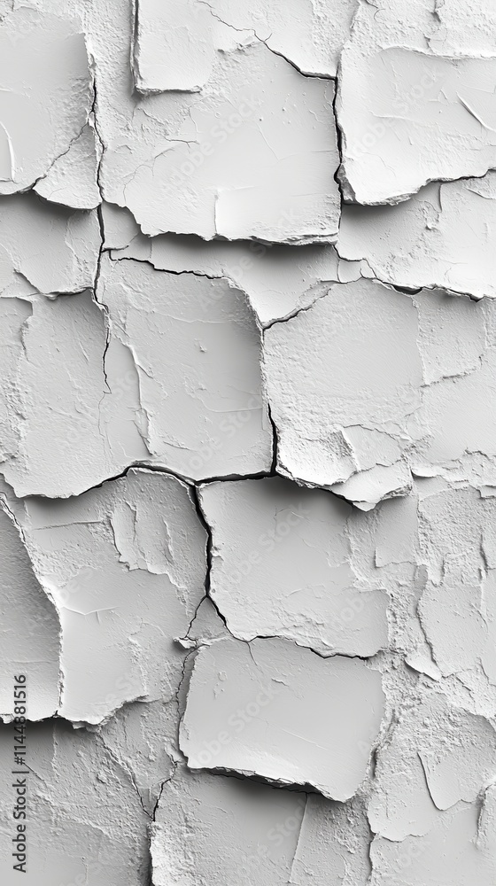Obraz premium Detailed Cracked White Wall Texture, Architectural Design