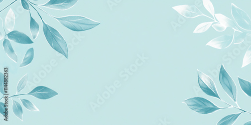 Elegant Botanical Leaves Background in Soft Blue Hues