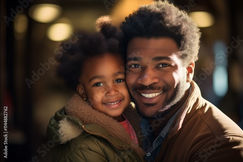 Father and daughter are smiling and enjoying time together