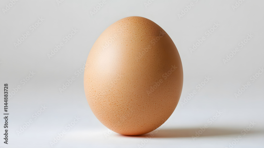 A single chicken egg against a white background. A single chicken egg against a white background.