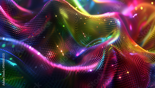 Colorful Abstract Digital Wave With Vibrant Lights and Textures
