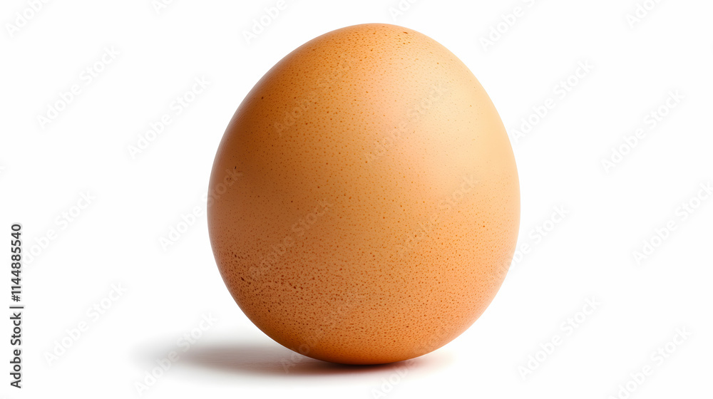 A single chicken egg against a white background. A single chicken egg against a white background.