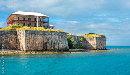 Canvastavla Fort and historical buildings at the entrance of the Royal Naval Dockyard, Bermu