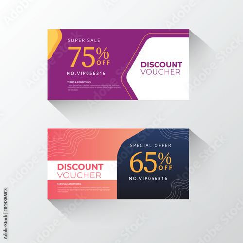 Colorful super-sale creative and trendy discount voucher design.