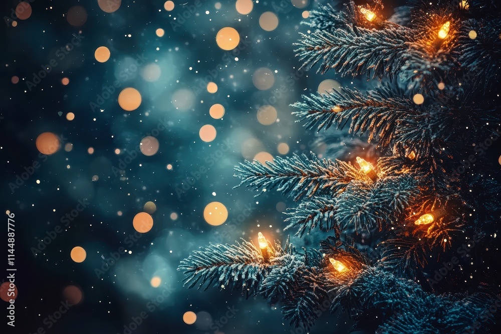 custom made wallpaper toronto digitalEnchanting christmas lights on evergreen tree winter wonderland holiday decor nighttime magic close-up view festive spirit