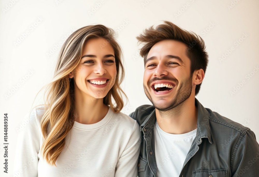 Portrait of two people expressing joy and happiness Portrait of two people expressing joy and happiness