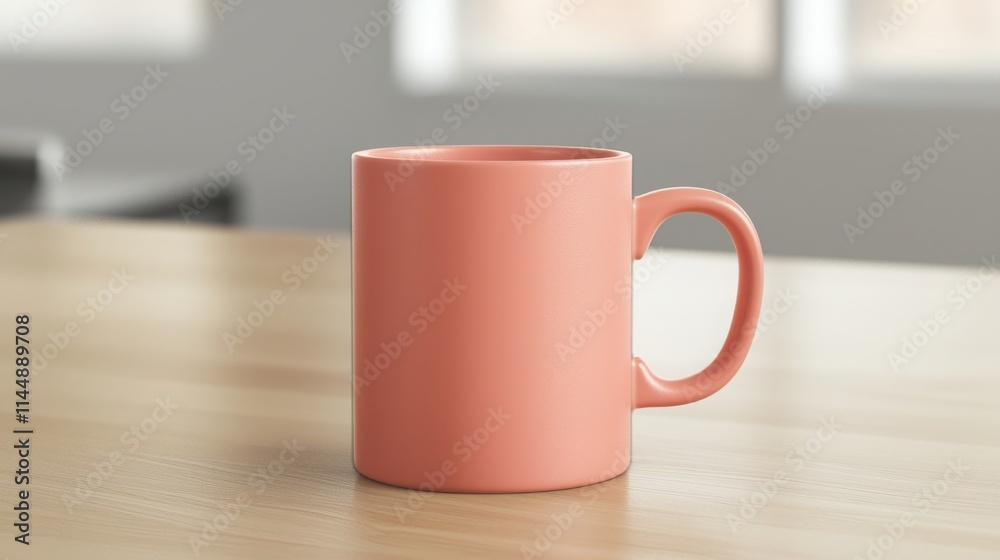2025 goal setting motivation and strategy. A coral mug on a wooden table in a bright setting. 2025 goal setting motivation and strategy. A coral mug on a wooden table in a bright setting.