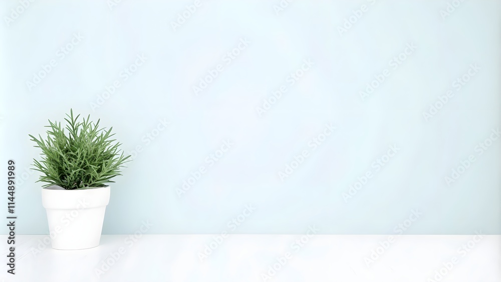 Realistic Snake Plant in White Pot against White Wall Background 