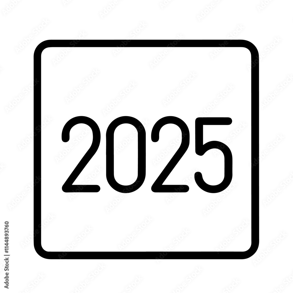 Clean black and white vector silhouette of new year 2025 on white background Clean black and white vector silhouette of new year 2025 on white background