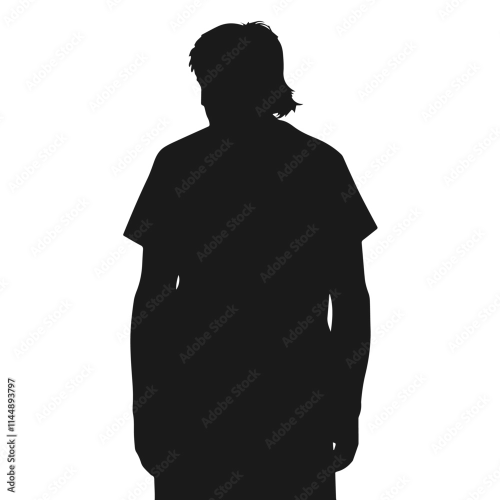Clean black and white vector silhouette of person on white background Clean black and white vector silhouette of person on white background