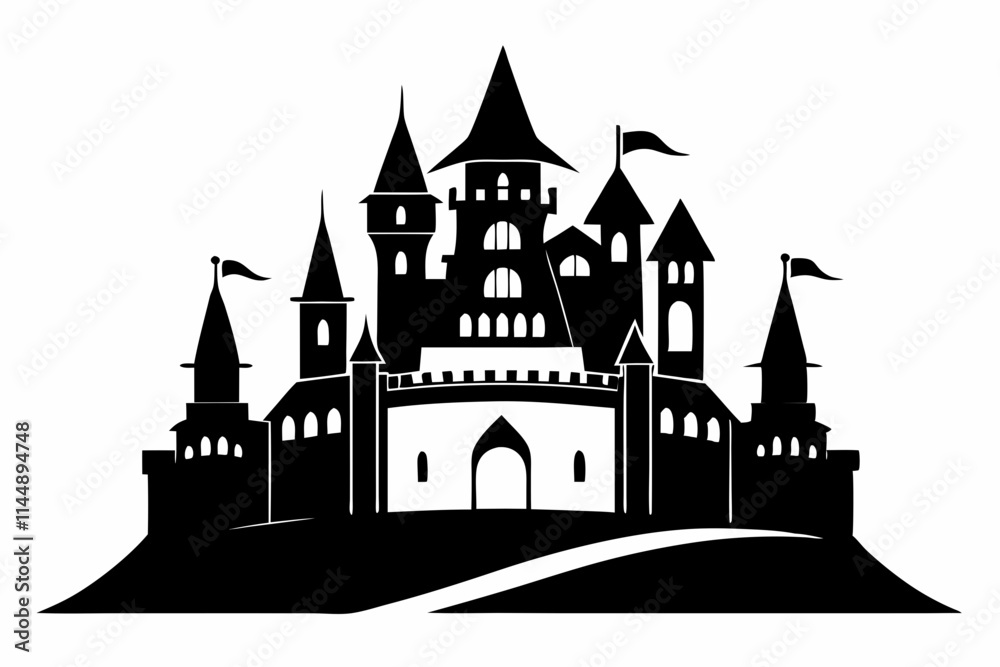 Obraz premium castle line art silhouette vector illustration