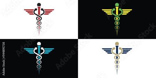 Caduceus, Caduceus Symbol, Caduceus of Hermes, Medical Symbol, Staff of Hermes, Medical Snake Symbol, Medical Logo, Healthcare, Wellness, Modern and Minimalist Healthcare Logo, Vector, Snake Icon