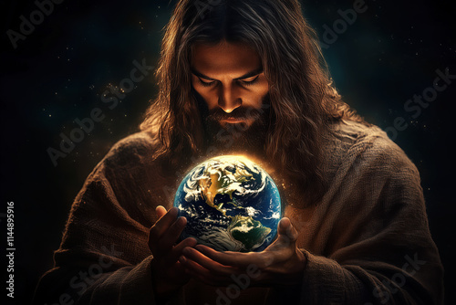 Planet Earth in God's Hands, Concept of World Creation photo