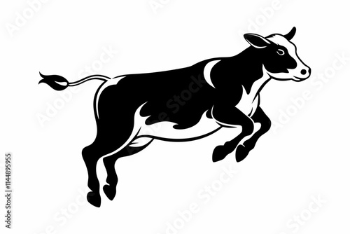cow jumping line art silhouette vector illustration