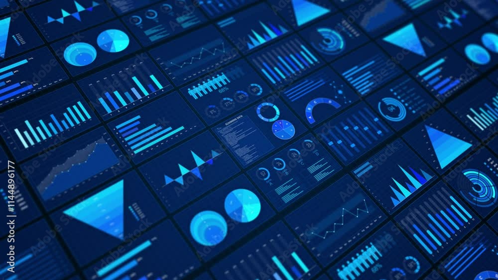 Advanced Modern Business HUD data analytics dashboard display Technology data analysis. financial investment. infographic of financial. reports of business strategy for investment Information
