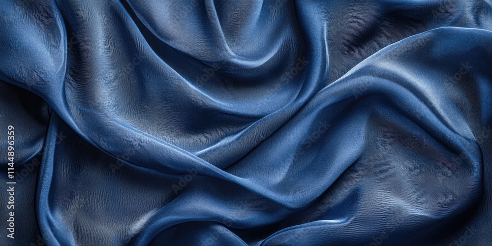 Fototapeta premium Close-up of blue silk fabric,