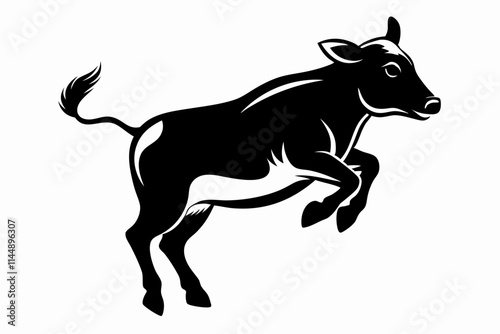 cow jumping line art silhouette vector illustration