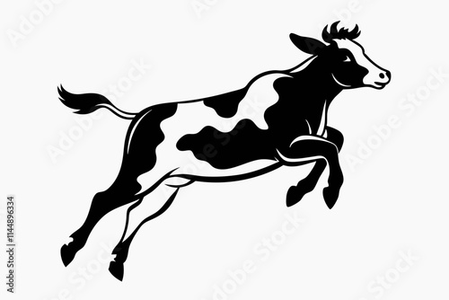 cow jumping line art silhouette vector illustration