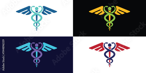 Caduceus, Caduceus Logo, Caduceus of Hermes,Caduceus Medical Symbol, Staff of Hermes, Medical Snake Logo, Medical Logo, Healthcare, Wellness, Modern and Minimalist Healthcare Logo, Vector, Snake Icon,