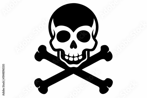 crossbones and skull line art silhouette vector illustration