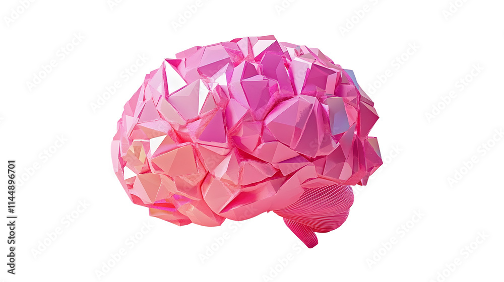 Abstract Geometric Brain on Pink Background. Abstract Geometric Brain on Pink Background.