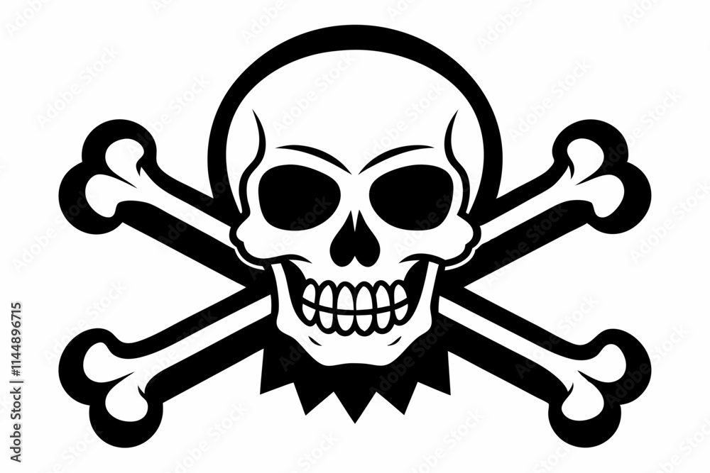 crossbones and skull line art silhouette vector illustration crossbones and skull line art silhouette vector illustration