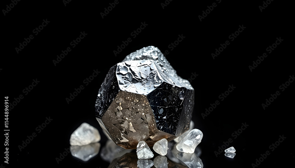 Ilmenite, transparent background, isolated image, retro style, with white tones