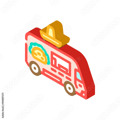 taco fusion food truck isometric icon vector. taco fusion food truck sign. isolated symbol illustration