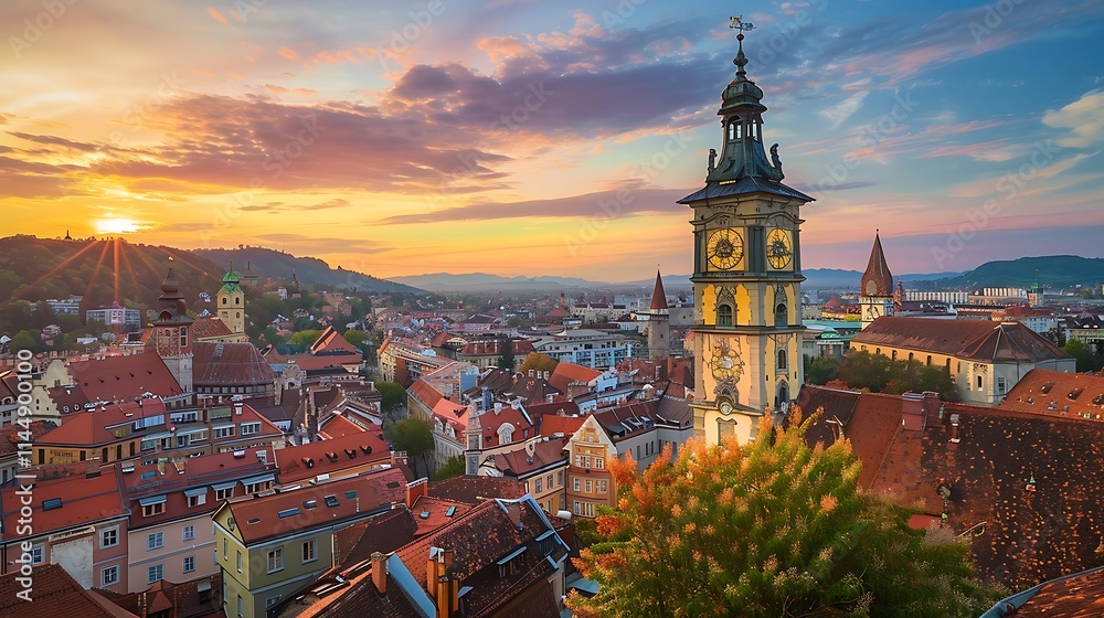 Obraz premium Prague, Czech Republic. Cityscape of Prague at sunset.