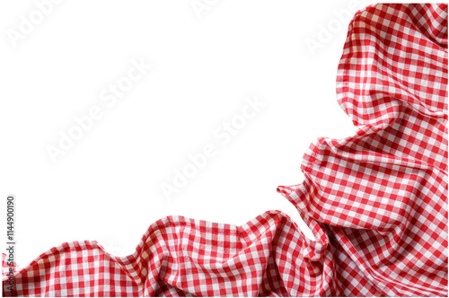 red checkered tablecloth isolated on transparent background, top view