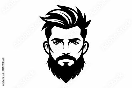 hipster man head line art silhouette vector illustration