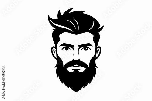 hipster man head line art silhouette vector illustration