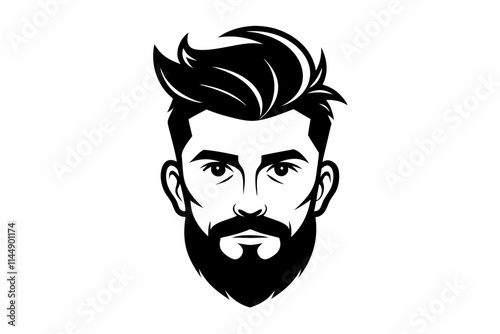 hipster man head line art silhouette vector illustration