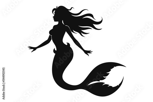 mermaid line art silhouette vector illustration photo